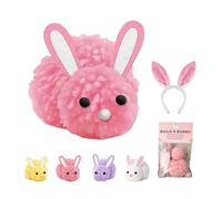 Gienslru Build a Bunny Easter Craft Kit for Kids, DIY Make Your Own Rabbit Decorations with Pom-Poms Felt Ears & Pipe Cleaners,Fun Spring School Activity & Classroom Party Favors Gifts (Pink)