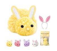 Gienslru Build a Bunny Easter Craft Kit for Kids, DIY Make Your Own Rabbit Decorations with Pom-Poms Felt Ears & Pipe Cleaners,Fun Spring School Activity & Classroom Party Favors Gifts (Yellow)