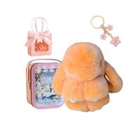 Gienslru Bunny Keychain with Tin Box, Bunnycute Plush Key Chain, Soft Plush Rabbit Pompom Charm, Pocket Bunny in a Tin, Bag and Backpack Accessory for Women and Girls (I)