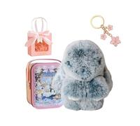 Gienslru Bunny Keychain with Tin Box, Bunnycute Plush Key Chain, Soft Plush Rabbit Pompom Charm, Pocket Bunny in a Tin, Bag and Backpack Accessory for Women and Girls (E)