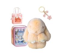 Gienslru Bunny Keychain with Tin Box, Bunnycute Plush Key Chain, Soft Plush Rabbit Pompom Charm, Pocket Bunny in a Tin, Bag and Backpack Accessory for Women and Girls (J)