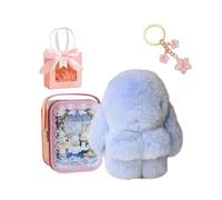 Gienslru Bunny Keychain with Tin Box, Bunnycute Plush Key Chain, Soft Plush Rabbit Pompom Charm, Pocket Bunny in a Tin, Bag and Backpack Accessory for Women and Girls (K)