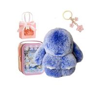 Gienslru Bunny Keychain with Tin Box, Bunnycute Plush Key Chain, Soft Plush Rabbit Pompom Charm, Pocket Bunny in a Tin, Bag and Backpack Accessory for Women and Girls (C)
