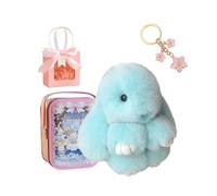 Gienslru Bunny Keychain with Tin Box, Bunnycute Plush Key Chain, Soft Plush Rabbit Pompom Charm, Pocket Bunny in a Tin, Bag and Backpack Accessory for Women and Girls (H)