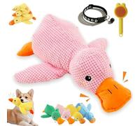 Gienslru Calming Duck Toy for Dogs, Crinkle Duck Plush, Calming Ducks for Dogs, Yellow Ducks Dog Toy, Soft Stuffed Plush Mellow Calmings Pillow Suitable Puppies and Small & Medium Dog (Pink,S)