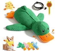 Gienslru Calming Duck Toy for Dogs, Crinkle Duck Plush, Calming Ducks for Dogs, Yellow Ducks Dog Toy, Soft Stuffed Plush Mellow Calmings Pillow Suitable Puppies and Small & Medium Dog (Green,M)