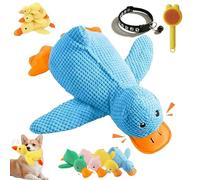 Gienslru Calming Duck Toy for Dogs, Crinkle Duck Plush, Calming Ducks for Dogs, Yellow Ducks Dog Toy, Soft Stuffed Plush Mellow Calmings Pillow Suitable Puppies and Small & Medium Dog (Blue,L)