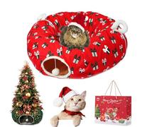 Gienslru Cat Christmas Tree, Christmas Cat Tunnel, Cat Tunnel Bed Under Christmas Tree, Christmas Tree Cat Tunnel, Foldable Multi-Functional Cat Tunnel, Suitable for Medium and Small Cats (E)
