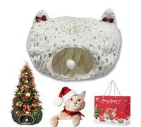 Gienslru Cat Christmas Tree, Christmas Cat Tunnel, Cat Tunnel Bed Under Christmas Tree, Christmas Tree Cat Tunnel, Foldable Multi-Functional Cat Tunnel, Suitable for Medium and Small Cats (F)