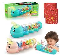 Gienslru Caterpillar Crawling Toy, Caterpillar Design Tummy Time Toy with Light & Music Musical Light Up, Musical Caterpillars Crawling Toys, Birthday Gifts for Boys and Girl (Mix)