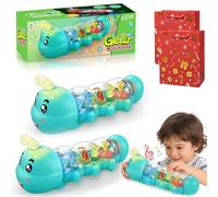 Gienslru Caterpillar Crawling Toy, Caterpillar Design Tummy Time Toy with Light & Music Musical Light Up, Musical Caterpillars Crawling Toys, Birthday Gifts for Boys and Girl (Blue*2)