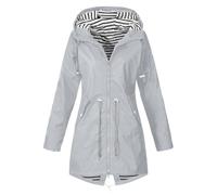 Gienslru Chaqueta Mujer Impermeable con Capucha Cremallera y Bolsillos, Chubasquero Plegable Ligero Cortavientos para Moto, Chaquetas Viaje, Verano y Primavera