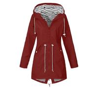 Gienslru Chaqueta Mujer Impermeable con Capucha Cremallera y Bolsillos, Chubasquero Plegable Ligero Cortavientos para Moto, Chaquetas Viaje, Verano y Primavera