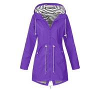 Gienslru Chaqueta Mujer Impermeable con Capucha Cremallera y Bolsillos, Chubasquero Plegable Ligero Cortavientos para Moto, Chaquetas Viaje, Verano y Primavera