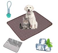 Gienslru Cooling Mat Dog, Non-Slip and Durable Dog Cooling Mat Pad, Washable Soft Kennel Pads, Foldable Cooling Mat, Dogs, Cats for Summer (Brown, S)