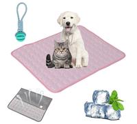 Gienslru Cooling Mat Dog, Non-Slip and Durable Dog Cooling Mat Pad, Washable Soft Kennel Pads, Foldable Cooling Mat, Dogs, Cats for Summer (Pink, XS)