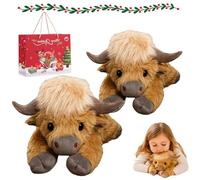 Gienslru Cute Cartoon Highland Cow Stuffed Toy, Cozy Weighted Highland Cow Stuffed Animal for Anxiety, Highland Cows Stuffed Animals, Premium Ultra-Soft Plush Material (35+55cm)