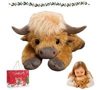 Gienslru Cute Cartoon Highland Cow Stuffed Toy, Cozy Weighted Highland Cow Stuffed Animal for Anxiety, Highland Cows Stuffed Animals, Premium Ultra-Soft Plush Material (45cm)