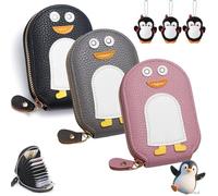 Gienslru Cute Penguins PU Credit Card Coin Wallet, Cute Penguins Card Coin Holder, Creative Cartoon Penguin Accordion Cards Wallet with Zip Built-in 11 Cards Slots for Men Women Present (K-1)
