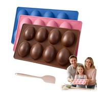 Gienslru Easter Egg Silicone Molds for Baking, 3 Pack 24-Cavity Non-Stick Chocolate Egg Mold, Food Grade Silicone Egg Shaped Molds for Oven, Jello, Candy, Soap & DIY Holiday Treat (B)