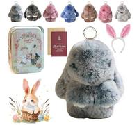 Gienslru Easter Keychain With Tin Box, 4" Handmade Soft Bunny Charms, Easter Cute Bunny Plush Keychain, for Women & Teens Sweet Surprise (A-1)