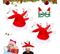 Gienslru Electric Christmas Hat, Singing and Dancing Electric Christmas Santa Hat, Funny Plush Swing Xmas Hats, Swing Musical Funny Toy Hats, for Kids Adults New Year Party Supplies (2pcs)