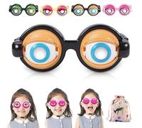 Gienslru Funny Novelty Glasses with Blinking Eyes, Blinking Winking Glasses, Big Eye Wacky Party Glass and Selfie Props, Funny Glass for Adults, for Halloween Pranks and Quirky Toy (Brown)