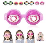 Gienslru Funny Novelty Glasses with Blinking Eyes, Blinking Winking Glasses, Big Eye Wacky Party Glass and Selfie Props, Funny Glass for Adults, for Halloween Pranks and Quirky Toy (Pink)