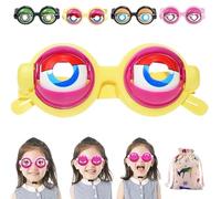 Gienslru Funny Novelty Glasses with Blinking Eyes, Blinking Winking Glasses, Big Eye Wacky Party Glass and Selfie Props, Funny Glass for Adults, for Halloween Pranks and Quirky Toy (Yellow)