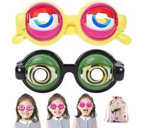 Gienslru Funny Novelty Glasses with Blinking Eyes, Blinking Winking Glasses, Big Eye Wacky Party Glass and Selfie Props, Funny Glass for Adults, for Halloween Pranks and Quirky Toy (E)
