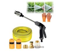 Gienslru High Pressure Washer Gun, Stainless Steel Hose Nozzle Wand with Connectors and Gloves, for Car Washing, Garden Watering, Patio and Window Cleaning (5m hose)