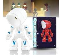 Gienslru Lonely Robot Cartoon Cute Robot Design Companion Table Light, 2026 New Mini Creative Robots Table Lamp, Fully Posable Body Bot Style Cordless Lamp, for Desk Bedroom Office (White)