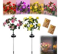 Gienslru Memorial Garden Bloom Lights - Featuring Ultra-Realistic Artificial Petals, Solar-Powered & Weatherproof, Solar Azalea Flowers Light, Easy Install, for Yard Patio Pathway Lawn Cemetery (F-1)