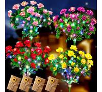Gienslru Memorial Garden Bloom Lights - Featuring Ultra-Realistic Artificial Petals, Solar-Powered & Weatherproof, Solar Azalea Flowers Light, Easy Install, for Yard Patio Pathway Lawn Cemetery (Mix)