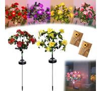 Gienslru Memorial Garden Bloom Lights - Featuring Ultra-Realistic Artificial Petals, Solar-Powered & Weatherproof, Solar Azalea Flowers Light, Easy Install, for Yard Patio Pathway Lawn Cemetery (C-1)