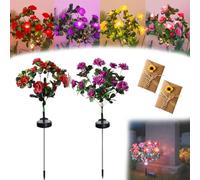 Gienslru Memorial Garden Bloom Lights - Featuring Ultra-Realistic Artificial Petals, Solar Powered & Weatherproof, Solar Azalea Flowers Light, Easy Install, for Yard Patio Pathway Lawn Cemetery (A-1)