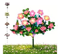 Gienslru Memorial Garden Bloom Lights - Ultra-Realistic Solar Flowers Stake, Weatherproof LED Decorative Lighting for Yard, Patio, Pathway, and Grave Solar Lights For Cemetery (Pink, Warm)