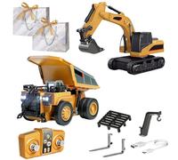 Gienslru Mini RC Construction Series, Pocket Dump Truck, App Control 1/64 Mini RCS Constructions Crane Forklift Trucks, RC Construction Vehicle Set, Vehicle Toy for Adult Kid (D)