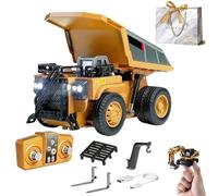 Gienslru Mini RC Construction Series, Pocket Dump Truck, App Control 1/64 Mini RCS Constructions Crane Forklift Trucks, RC Construction Vehicle Set, Vehicle Toy for Adult Kid (Dump Truck)