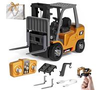 Gienslru Mini RC Construction Series, Pocket Dump Truck, App Control 1/64 Mini RCS Constructions Crane Forklift Trucks, RC Construction Vehicle Set, Vehicle Toy for Adult Kid (Forklift)
