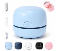 Gienslru Miniaspiradora de Escritorio, Recargable por USB y de bajo Consumo; Limpiador portátil para oficinas y hogares escritorios, teclados, portátiles, Zonas de Estudio y Manualidades (Light Blue)