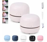 Gienslru Miniaspiradora de Escritorio, Recargable por USB y de bajo Consumo; Limpiador portátil para oficinas y hogares escritorios, teclados, portátiles, Zonas de Estudio y Manualidades (2pcsWhite)