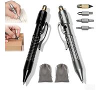 Gienslru MP1 Multi-Functional Titanium Pen - Ultimate EDC Pocket Tool, MP1 Titanium Multitool Pen, Bolt-Action EDC Pens with Replaceable Tool Heads, for Office, Write, Construction Work (Mix)