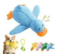 Gienslru Pato antiestrés para Perros, Juguete Amarillo para Perro, Pato antiestrés - contra la ansiedad por separación y la Soledad, Juguete Interactivo para Perros (Blau, L)
