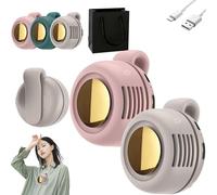 Gienslru Pequeño ventilador de cuello con clip Whirlwind, mini ventilador silencioso portátil de 3 velocidades, mini ventilador portátil recargable con clip, ventilador de cintura y cuello, para