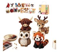 Gienslru Petite 3D Beaded Animal Craft Kit, DIY Animal Beading Kit, 3D Beaded Embroidery Set with Colorful Beads and Instructions, Creative Arts & Crafts Gift for Adults & Beginners (B)