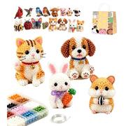 Gienslru Petite 3D Beaded Animal Craft Kit, DIY Animal Beading Kit, 3D Beaded Embroidery Set with Colorful Beads and Instructions, Creative Arts & Crafts Gift for Adults & Beginners (F)