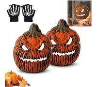 Gienslru Pumpkin Lantern Cover Halloween Scary 3D Porch Light Cover Decor | Elastic Strap Attachment, 3D Pumpkin Design, Light Fixture Covers, Garage & Front Door, Spooky Halloween Display