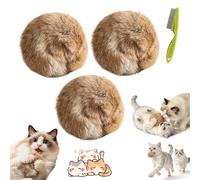 Gienslru Rabbit Fur Ball Cat Toy, Soft Fluffy Cat Toy Ball, Furry Catnip Toys Balls, Cats Fuzzy Balls Fur Pets Toys, Washable & Fun, Cats Exercise Training Chasing for Indoor Pets (3pcs)