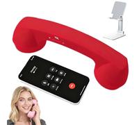 Gienslru Retro Phone Handset, Type-C Retro Telephone Style Landline Handle Receiver, Wired Plug In Handheld Cell Phone Receiver with Microphone, Bluetooth Telephone Handset for Mobile (Bluetooth,Red)